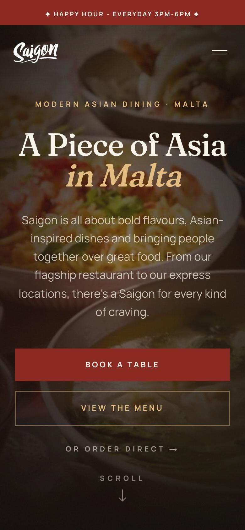 The Saigon Malta website, mobile