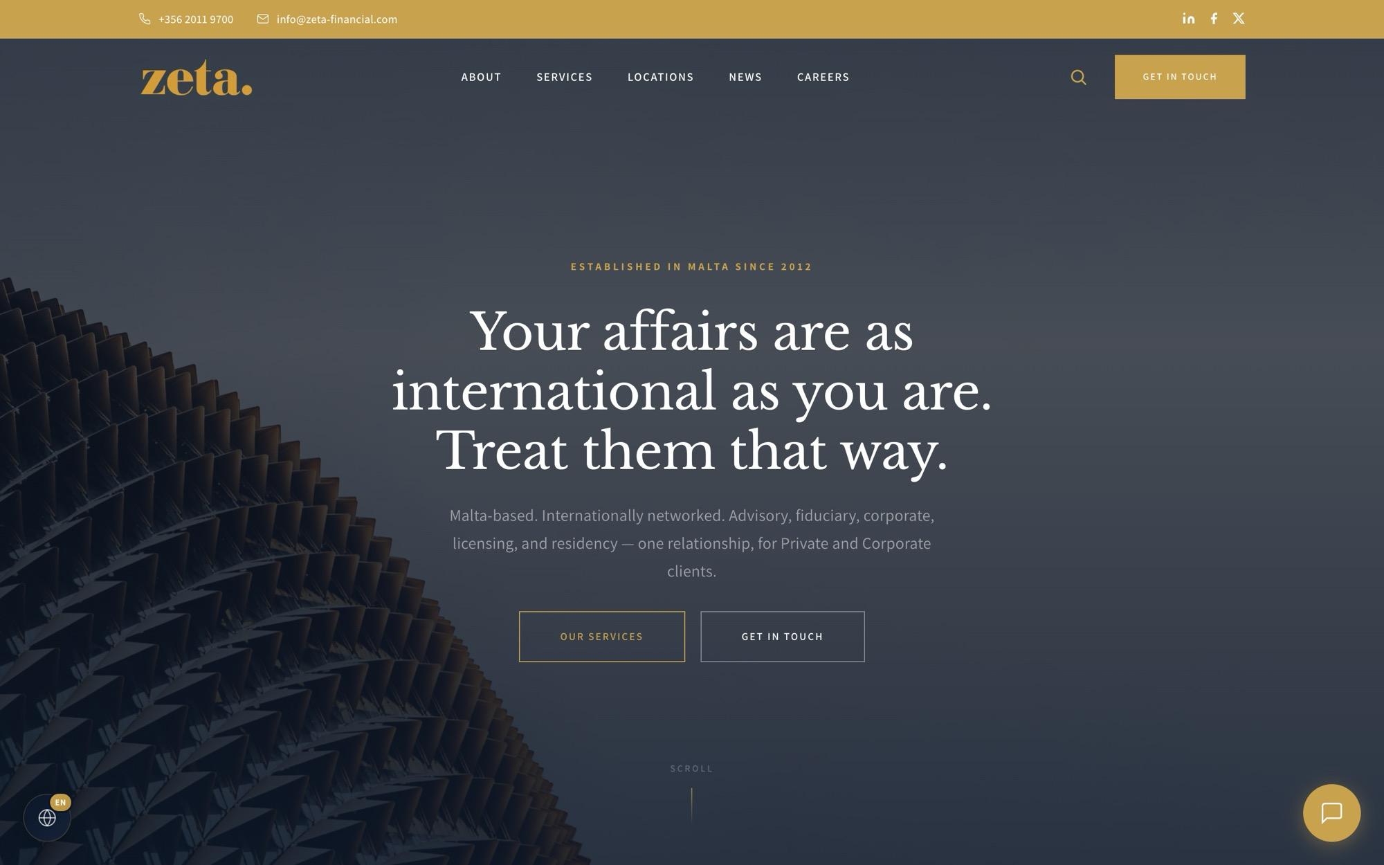 The Zeta Financial website